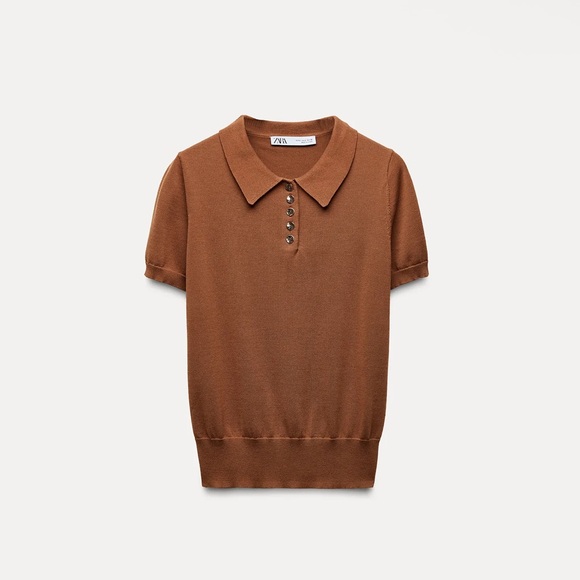 PLAIN KNIT POLO RUSSET - Picture 1 of 1